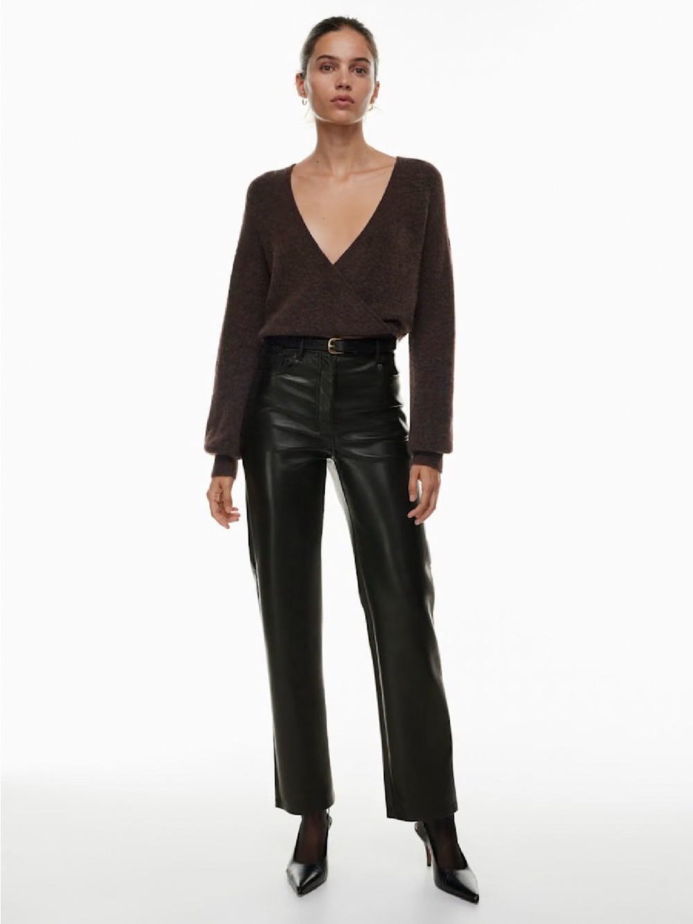 Wilfred Black Faux-Leather Straight Leg Pants